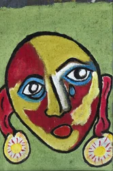 OUTRAGE : TEARFUL FACE, 2012 (acrylique sur toile de jute tendue sur un cadre en bois)