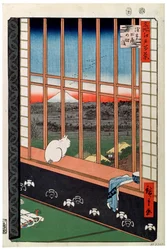 Un chat assis sur le siège de la fenêtre, 19ème siècle