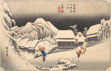 Une soirée enneigée à la station de Kambara, ca. 1833-34