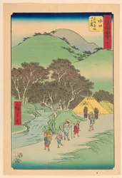 Minakuchi : Pins célèbres au pied du mont Hiramatsu (Minakuchi, meisho Hiramatsu yama no fumoto) de la série 53 stations de Tokaido