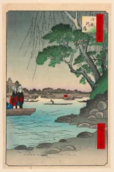 Rive de la rivière Omnaya (Omnya-Gashi) de la série Cent vues célèbres d