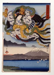 Amaterasu la déesse du Soleil sur le mont Fuji
