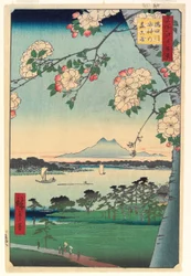 Forêt du sanctuaire Suijin et Masaki sur la rivière Sumida, 1856, 8e mois