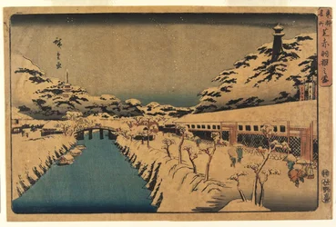 Neige au pont Akabane à Shiba, 1844-45