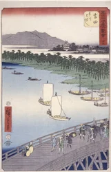 Station 35, Yoshida; Série Kyoka Tokaido (Figures traversant le premier plan)