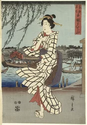 Femme marchant sur une berge, pub.1848