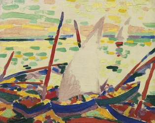 Bateaux sur la plage à Collioure