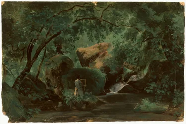 Intérieur de forêt avec un peintre, Civita Castellana, 1825-1830