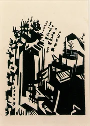 Pêcheurs, vers 1940 (gravure sur bois)