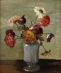 Fleurs dans un vase (huile sur toile)