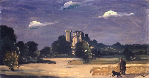 Paysage avec un berger (huile sur toile)
