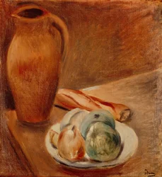 Nature morte et cruche (huile sur toile)