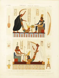 Peintures de deux harpistes dans la tombe du pharaon Ramsès III dans la Vallée des Rois