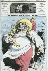 Caricature « reprise des affaires ». Couverture dans « L