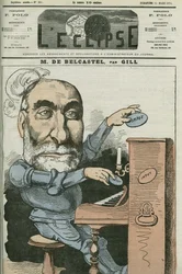Caricature par Gabriel de Belcastel (1821-1890), homme politique français. Couverture dans « L
