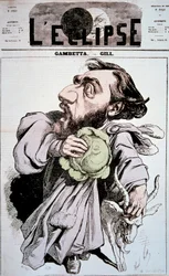 Caricature de Léon Gambetta (1838-1882), homme politique français