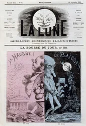 La Bourse : hausse et diminution - par Gill, dans « La Lune » du 16/09/1866