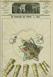 Passage de Vénus (la République) devant le soleil (la Monarchie) en 1874. Couverture dans « L