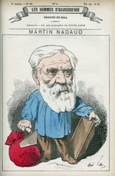 Portrait de Martin Nadaud (1815-1898), maître et homme politique français, il fut député de la Creuse de 1876 à 1889. Caricature par Gill, Paris