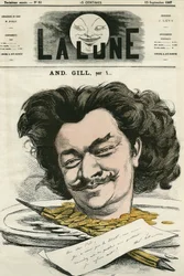 Autoportrait de Louis-Alexandre Gosset de Guines dit André Gill (1840-1885), caricaturiste français. Caricature de Gill, dans « La Lune », 15 septembre