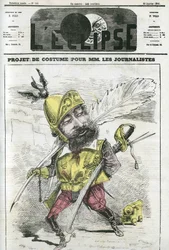 Projet de costume pour journalistes, en garde et protégés par une armure. Couverture de "L