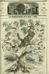 Le marronnier du 8 mai, le Sénat approuve par plébiscite, établit la responsabilité des ministres devant le Corps législatif. Couverture dans "L