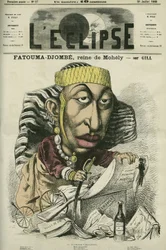Zombe-Fatoum (1836-1878), reine de Mohéli aux Comores, en visite en France en 1868. Elle est aussi appelée Djombe-Fatouma ou Jumbe Fatouma ou Jumbe Fatima. Couverture dans « L