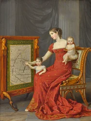 Princesse Augusta de Bavière avec ses enfants Joséphine et Eugénie