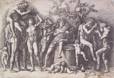 Une bacchanale avec un pressoir à vin
