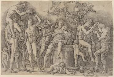 Bacchanale avec une cuve à vin