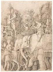 Éléphants portant des torches