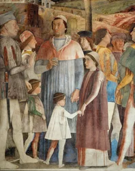 Lodovico Gonzaga attend le retour de Rome de son fils, le cardinal Francesco Gonzaga (fresque)
