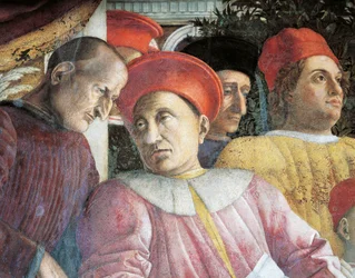 Ludovico Gonzaga et le conseiller Marsilio Andreasi (détail du mur de la cour)
