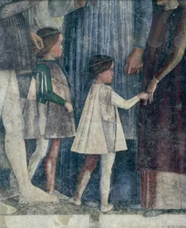 Sigismond et François II Gonzaga, détail du Mur de la Rencontre par Andrea Mantegna, Château de San Giorgio, Chambre des Époux ou Camera Picta, Mantoue