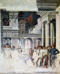 Transport du corps décapité de Saint Christophe, (détail) du Martyre de Saint Christophe