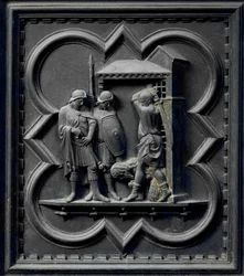 La Décapitation de Saint Jean-Baptiste, seizième panneau des Portes Sud du Baptistère de San Giovanni, 1336