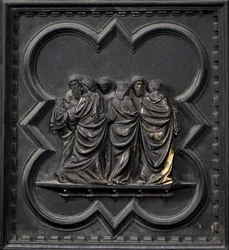 Le transport du corps de Saint Jean-Baptiste, dix-neuvième panneau des portes sud du baptistère de San Giovanni, 1336