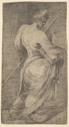 Saint Jacques le Majeur tenant un bâton et un livre, de Christ et les Apôtres