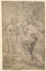 Le retour du fils prodigue qui tombe aux pieds de son père, ca. 1536-40