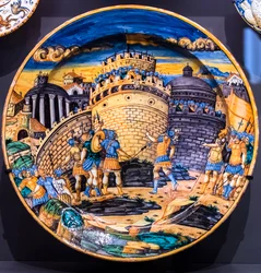 Plat : La mort de Seba, vers 1560 (majolique)