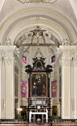 Vue du presbytère, Église des Saints Nazaro et Celso, Brienno, Côme, Lombardie, Italie