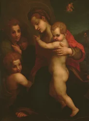 Madone et Enfant, Saint Jean et deux Anges