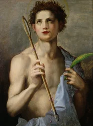 Saint Sébastien tenant deux flèches et la palme du martyre