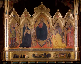 Maesta représentant Jésus sur le trône avec saint Michel, Marie et saint Thomas d