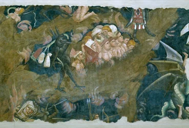 Le Triomphe de la mort, détail des damnés dans la fosse de l