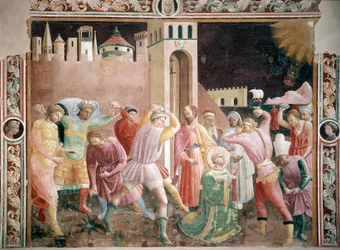 Lapidation de Saint Étienne Fresque par Andrea di Giusto (actif vers 1424-1450) 1430-1450 Cathédrale de Prato, Chapelle de l