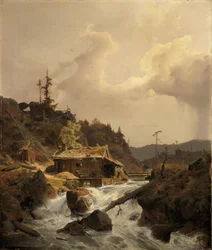 Paysage norvégien avec scierie