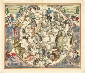 Carte céleste de 1660 des constellations de l