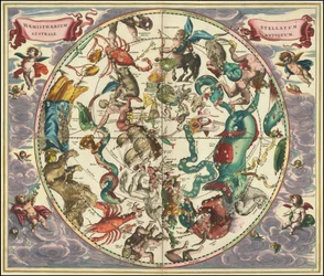 Carte céleste du ciel austral de 1661 par Andreas Cellarius