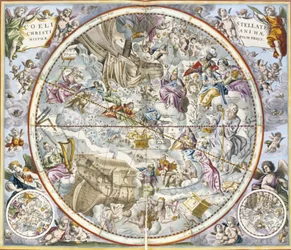 Carte des constellations chrétiennes telles que représentées par Julius Schiller, tirée de L